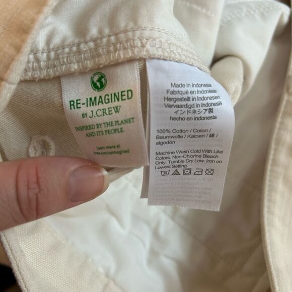 J.Crew Tapered Wide Leg Cream Pants Double Stitch Y2K Coastal Boho Preppy - Picture 12 of 14